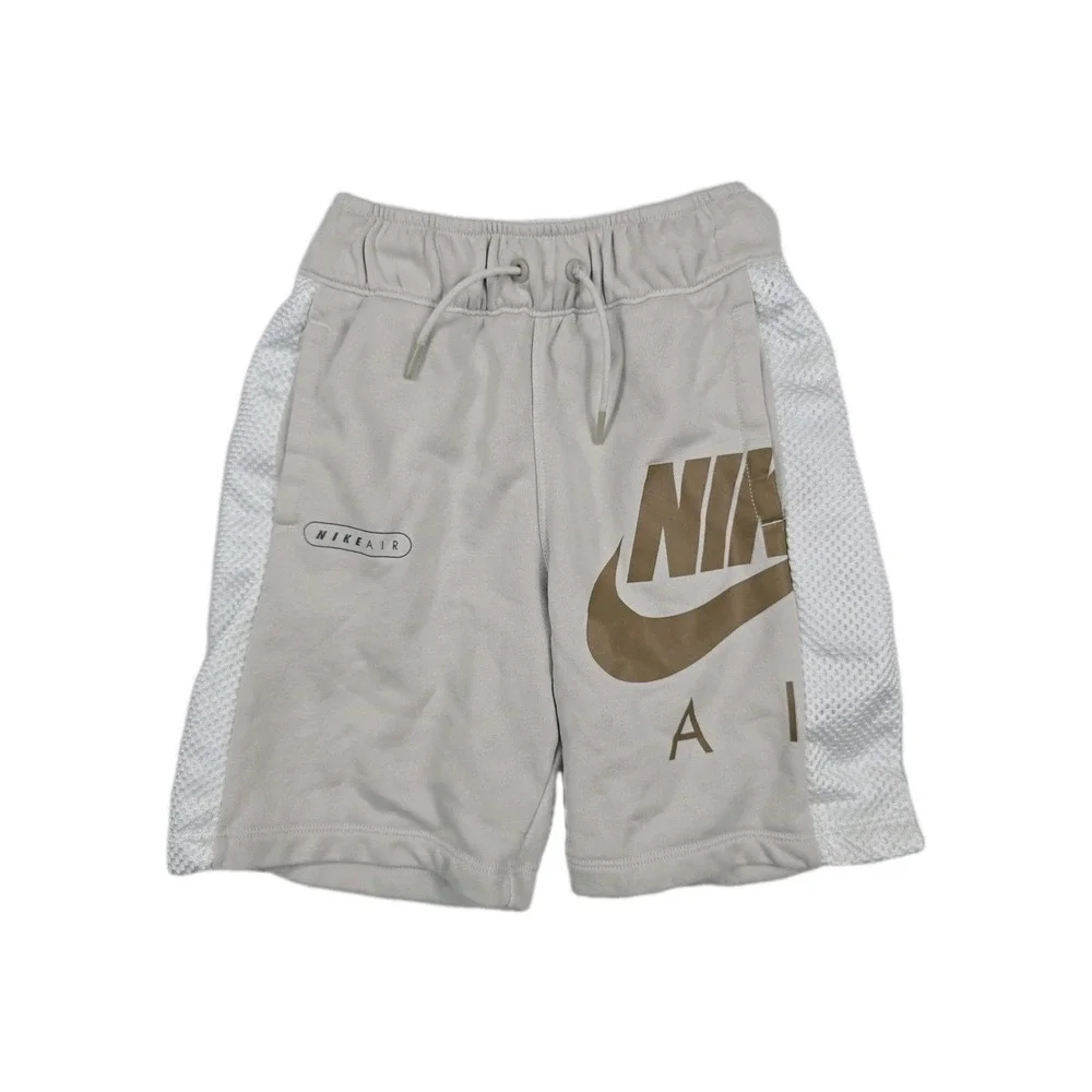 Nike Air Boys French Terry Mesh Panel Athletic Shorts Grey Khaki Medium